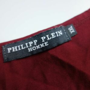 PHILIPP PLEIN HOMME フィリッププレインオム ビジューロゴ 半袖Tシャツ ボルドー メンズ XXLの画像5