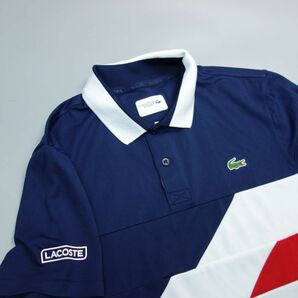 極美品 ラコステスポーツ LACOSTE ウルトラドライ ストレッチ 半袖ポロシャツ メンズ 4 ロゴプリント ゴルフウェアの画像2