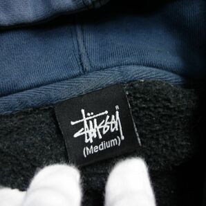 00s STUSSY ステューシー ロゴプリントスウェットパーカー M メンズ ネイビーフェードの画像6