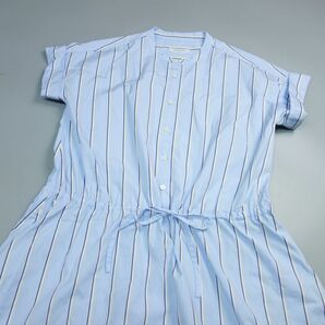 メーカーズシャツ 鎌倉シャツ ウエストドローコード ノーカラー ロング シャツワンピース レディース 40の画像3