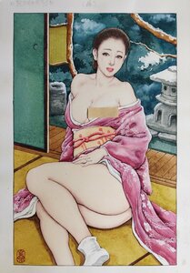  genuine work guarantee [ Kasama ... autograph original picture ... woman thing ... cover .] inspection ). wistaria . rain small . shape . front rice field . cheap . talent gekiga ..