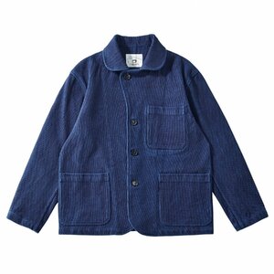 手作り 藍染め 刺し子 カバーオール 剣道着 21OZ 綿100% ワークジャケット ブレザー sashiko indigo 上品 インディゴ L