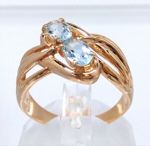 [ new goods finishing settled /so-ting attaching ] K18 natural aquamarine ring approximately 18 number 5.0g