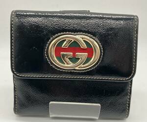 GUCCI グッチ 162759.0959 インターロッキング シェリー ダブルホック 二つ折り財布 ブラック