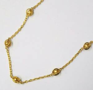 [ cleaning settled ]K18 gross weight approximately 5.4g approximately 40cm ball design chain Gold necklace 