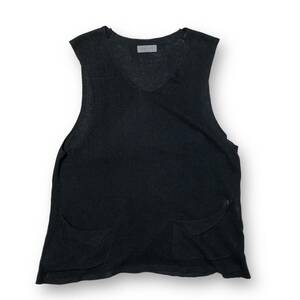 21ss Yohji Yamamoto POUR HOMME SILK LINEN V NECK VEST シルクリネンVネックベスト サイズ3 ブラック ヨウジヤマモト プールオム