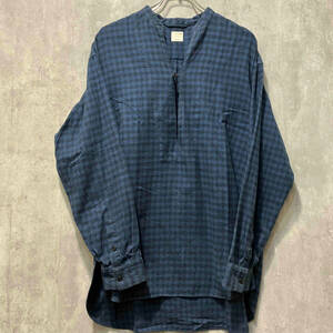 Phlannel pull over check shirt プル オーバー チェック 長袖シャツ ブルー ブラック SIZE 2 フランネル