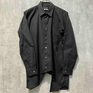 16SS COMME des GARCONS HOMME PLUS shirt アシンメトリー断ち切りシャツ ブラック SIZE S コムデギャルソン オム プリュス