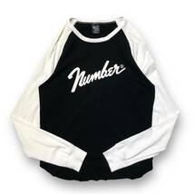 05ss NUMBER (N)INE フェンダーカットソー 長袖Tシャツ THS サイズ:3 ブラック ホワイト ナンバーナイン 店舗受取可_画像1
