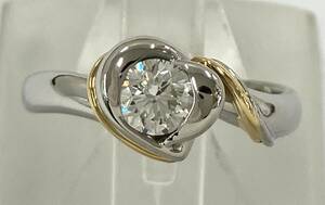 Pt900 K18 diamond 0.329ct 8 number combination ring one bead diamond 3.9g platinum 18 gold 