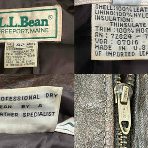 L.L.Bean エルエルビーン ヴィンテージ レザージャケット フライトジャケット 80s 90s MADE IN USA アメリカ製 サイズ42 ※状態考慮の画像6