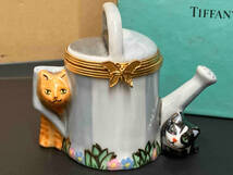 レア TIFFANY&Co.ティファニー リモージュ陶器ジョウロ型小物入れ 猫_画像1