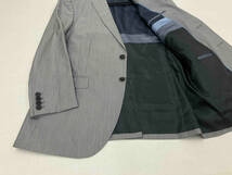 LANVIN en Bleu ランバン オン ブルー ストライプ スーツ 2Bテーラードジャケット スラックス パンツ ウール・シルク混 日本製 52X グレー_画像3