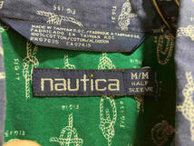 古着 NAUTICA shirt 切替総柄 半袖 シャツ ネイビーレッド グリーン マルチカラー SIZE M ノーティカ_画像4