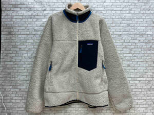 Patagonia パタゴニア 23056 CLASIC RETRO-X JACKET サイズL アイボリー×ネイビー フリース ジップアップジャケット