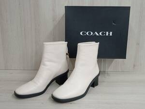 COACH CD148 ガビ ブーティ 衣料 靴 ブーツ ホワイト レザー サイズUS 8B ヒール5.5cm