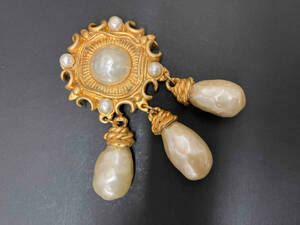 CHANEL Chanel Vintage brooch pearl style vi black world u castella -n large .. brooch 