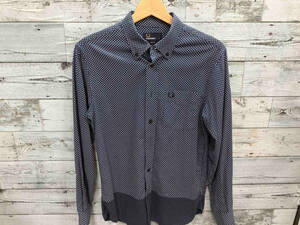 FRED PERRY フレッドペリー 長袖シャツ 水玉模様 ネイビー Sサイズ M5332J