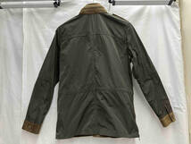 EMMETI エンメティ　レザー×ポリエステルジャケット　イタリア製　ヤギ革　フード付き　size４８　薄手ジャケット　オリーブ_画像2