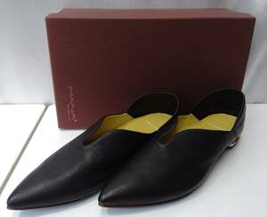 MANA マナ パンプス 靴 クツ レディース 38 約24cm相当 黒 ブラック 日本製 MADE IN JAPAN 箱付き