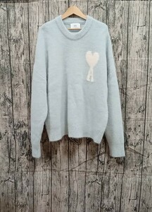 AMI PARIS Alexandre Mattiu ニット サイズXL アミパリス アレクサンドルマテュッシ ハートロゴ ROUND NECK KNITS UKS025.KN0032 ブルー