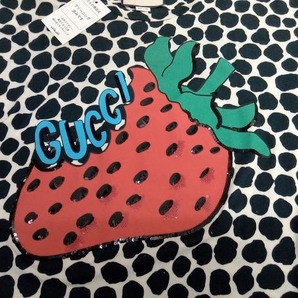 GUCCI 539081 半袖カットソー サイズS Strawberry Tシャツ イチゴ スパンコール 店舗受取可の画像4