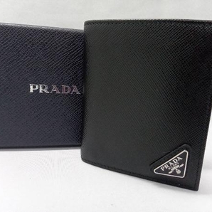 PRADA プラダ トライアングル 2MO008 二つ折り財布 小銭入れ付き ブラックの画像1