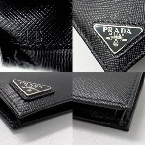 PRADA プラダ トライアングル 2MO008 二つ折り財布 小銭入れ付き ブラックの画像7
