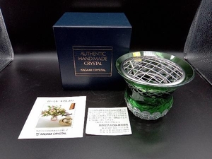 【箱付き】KAGAMI CRYSTAL カガミクリスタル ローズボール F439-753CGR 花器