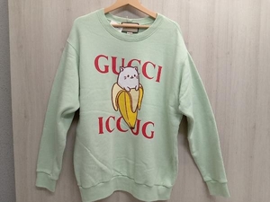 GUCCI 617964 XJDGS トレーナー サイズM バナニャ ミントグリーン バナナ 猫 店舗受取可