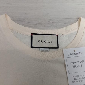 GUCCI 539081 XJA5M 半袖カットソー サイズM クリーム色 Tシャツ ロゴ 店舗受取可の画像3