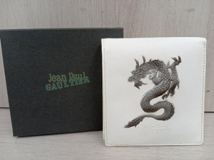 【中古良品】JEAN PAUL GAULTIER レザー ホワイト 龍 ドラゴン 二つ折り財布(小銭入れあり)