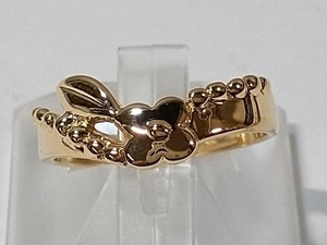 K18 ゴールド サイズ約10号 総重量約3.3g 花 フラワー モチーフ リング 指輪