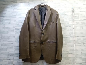 美品 JOSEPH ABBOUD ジョゼフアブード LWJLCM0102 テーラードジャケット ラムレザー レザージャケット サイズM カーキ系 新品タグ付き