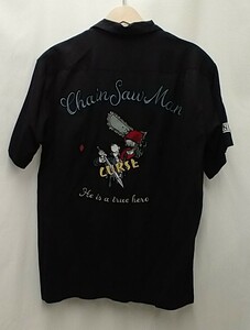 AVIREX アヴィレックス 半袖シャツ ブラック ×チェンソーマン／ボーリングシャツ／783-3123035／黒 Mサイズ