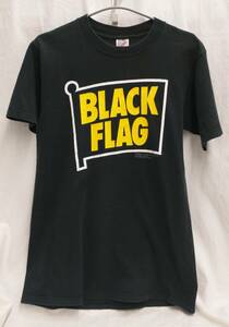 [90s] JERZEES BLACK FLAG PRINT TEE ジャージーズ ブラック フラッグ プリント 半袖Tシャツ 黒 黄 イエロー USA 古着 店舗受取可