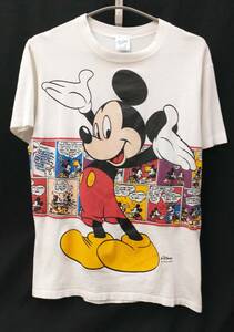 [90s] Disney MICKEY MOUSE VELVA SHEEN COMIC TEE SHIRT ディズニー ミッキー コミック Tシャツ M ミニー ピート USA 古着 ベルバシーン