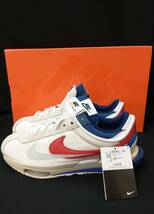 [箱・黒タグ付] NIKE sacai ZOOM CORTEZ WHITE UNIVERSITY RED サカイ コラボ コルテッツ 28.5cm 白 赤 青 28.5cm DQ0581-100 店舗受取可_画像1