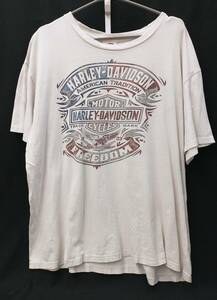 HARLEY DAVIDSON SKULL GRAPHIC TEE ハーレーダビッドソン ロゴ スカル グラフィック 半袖 Tシャツ XL 白 ホワイト 2015年製