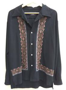 UNITED TOKYO ユナイテッドトウキョウ 刺繍キューバロングスリーブシャツ 407300004 黒 ブラック メンズ Lサイズ