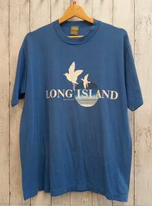 JERZEES 70s USA製 50 50 LONG ISLAND Tee 半袖Tシャツ XLサイズ ブルー メンズ 鳥 ビンテージ