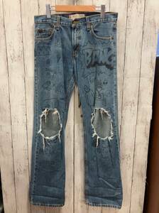 LEVI’S リーバイス 32 529 コットン リメイク ペイント ジーンズ ダメージジーンズ ボトム ボタン裏357 メンズ W30 M