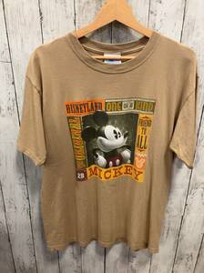 DISNEY ディズニー プリントTシャツ ベージュ ミッキーマウス 半袖Tシャツ メンズ M