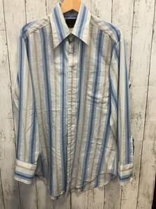 sears 70s ストライプ PREMA‐PREST ライトブルー 長袖シャツ XL