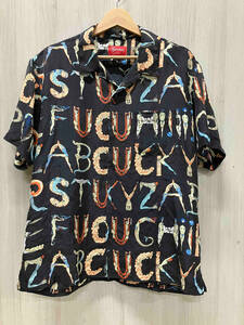 Supreme Alphabet Silk Shirt シュプリーム アルファベットシルク 半袖シャツ RN101837 Lサイズ ブラック 柄物 メンズ インナー