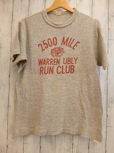 WARE HOUSE グレー 2500 MILE タイガー 半袖Tシャツ RUN CLUB LOT4601 杢グレー シャドウボーダー ウェアハウス メンズ Mサイズ