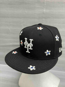 NEW ERA59FIFTY ニューエラ 14109895 Flower Embroidery ニューヨーク・メッツ ブラック キャップ ブラック 57.7cm タグ付き 美品