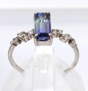 [ new goods finishing settled /so-ting attaching ] Pt950 natural tanzanite diamond 0.15ct ring approximately 12 number 2.2g