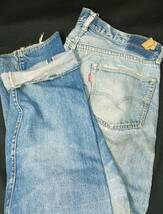 LEVI'S VINTAGE 501 DENIM JEANS リーバイス ヴィンテージ 66前期 デニム ジーンズ ウエスト 約90cm 刻印6 足長R ※ダメージ多 店舗受取可_画像1