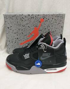 [黒タグ付・未使用] NIKE AIR JORDAN 4 RETRO AJ4 BRED REIMAGINED ジョーダン ブレッド リイマジンド 27cm 赤 黒 FV5029-006 店舗受取可